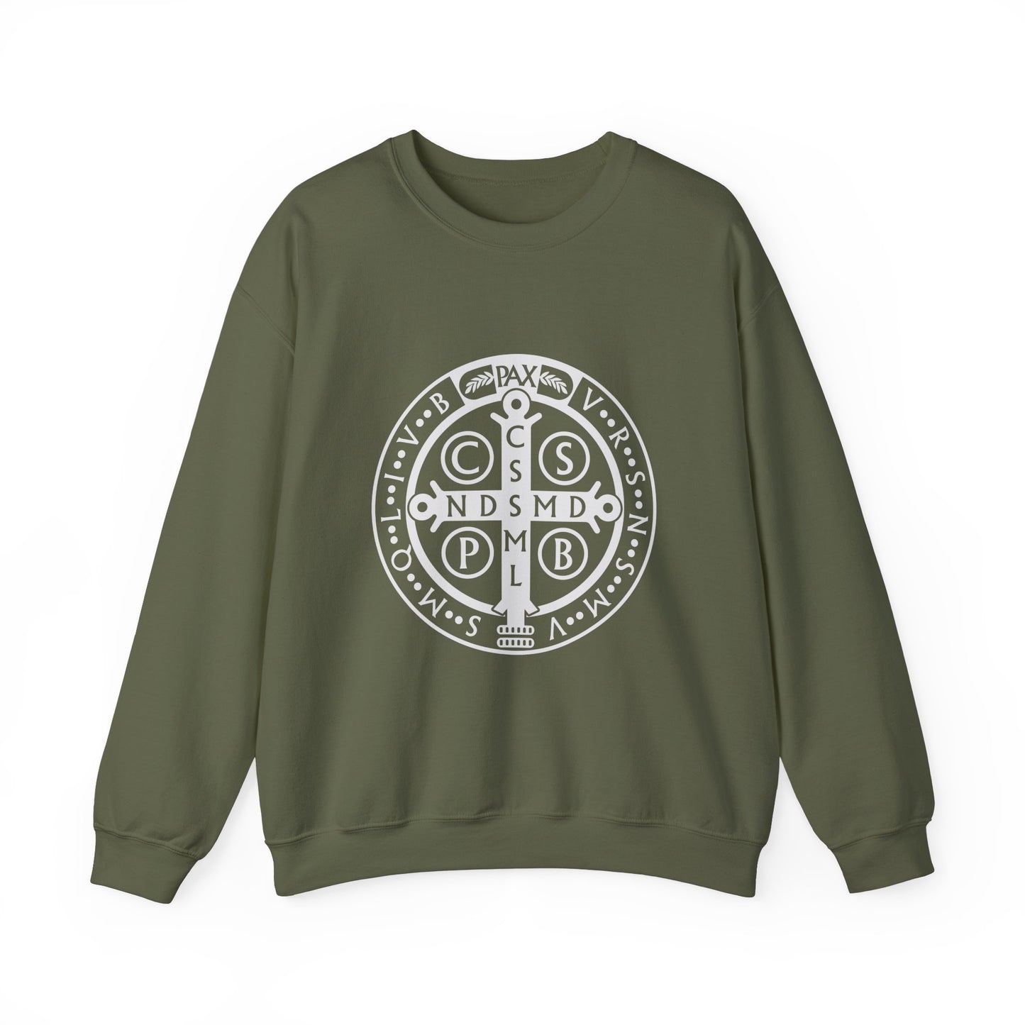 St Benedict Medal Crewneck Sweatshirt for the Faithful Warrior