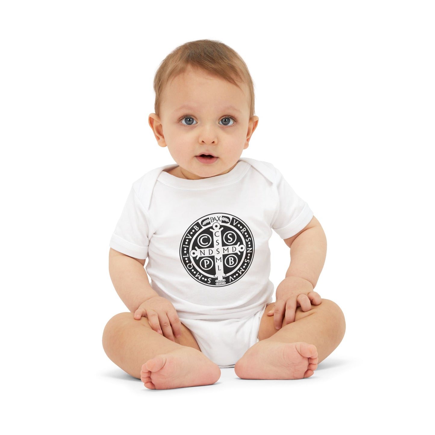 Infant Onesie - Black St Benedict Medal Warrior Baby