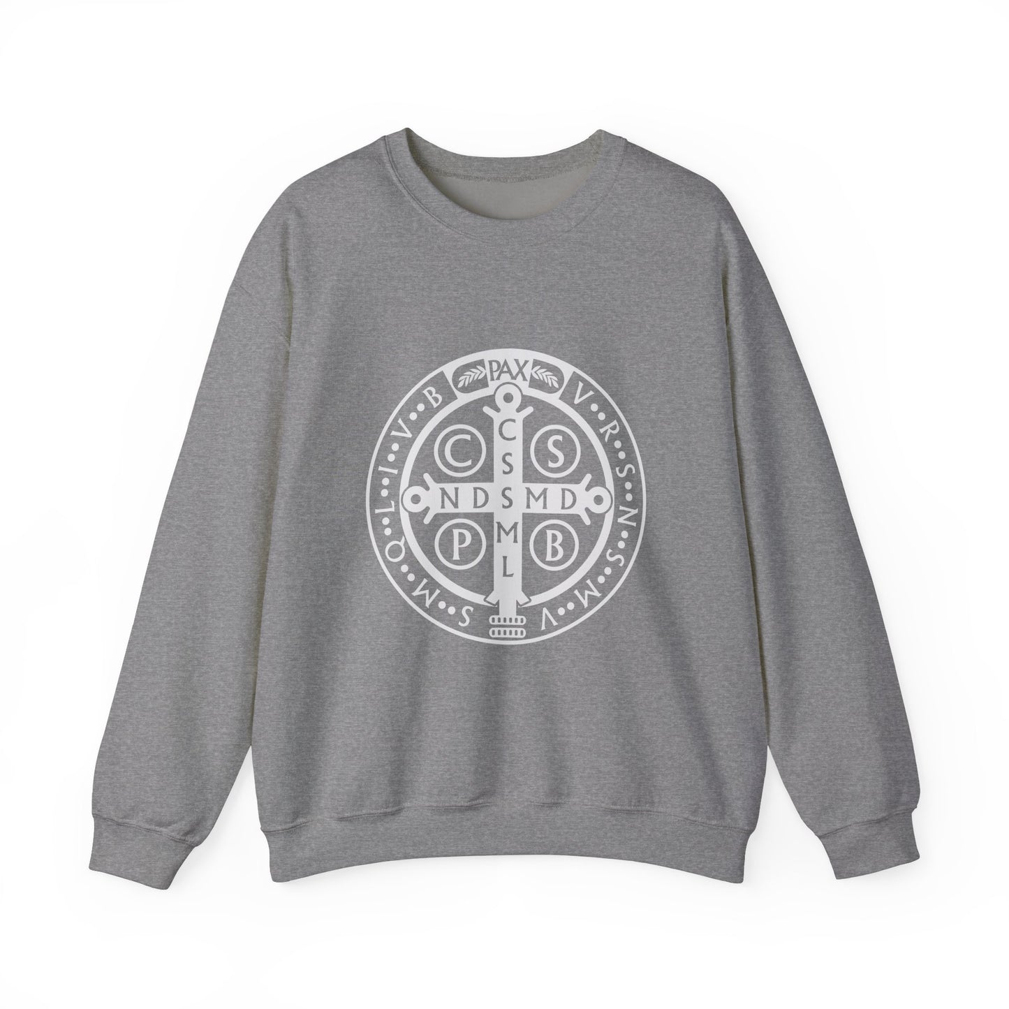 St Benedict Medal Crewneck Sweatshirt for the Faithful Warrior