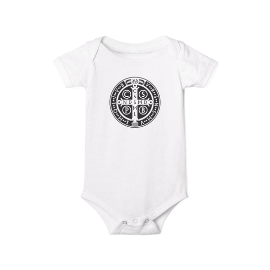 Infant Onesie - Black St Benedict Medal Warrior Baby