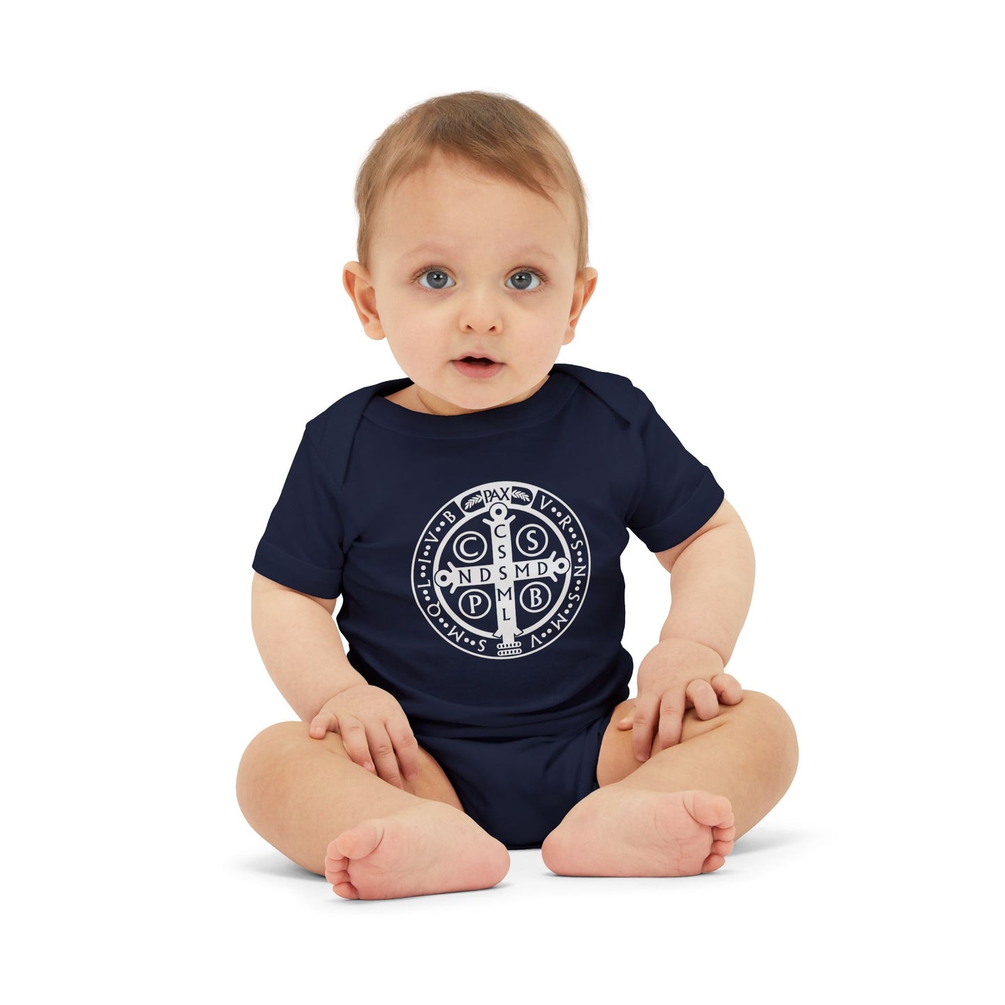 Infant Onesie - St. Benedict White Medal Onsie