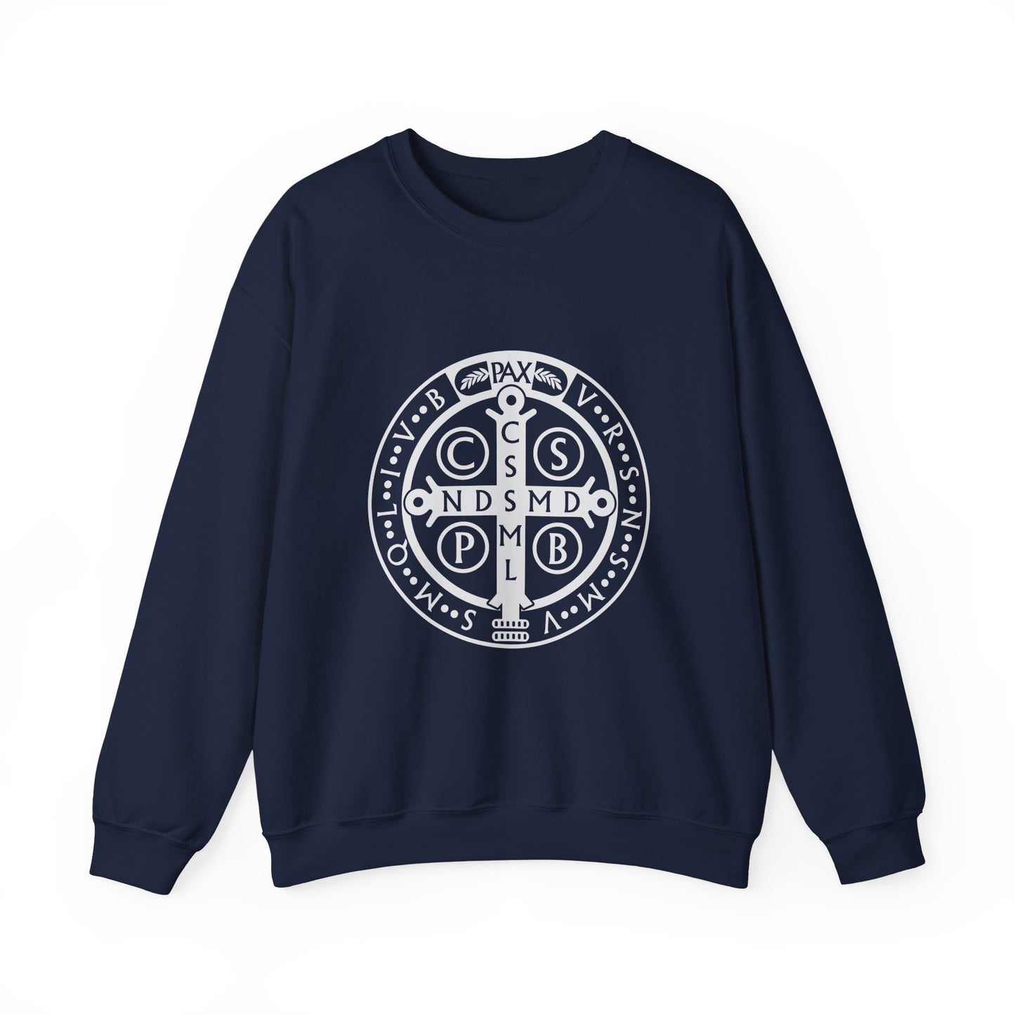 St Benedict Medal Crewneck Sweatshirt for the Faithful Warrior