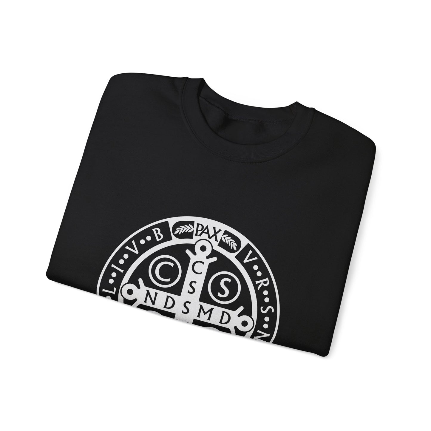 St Benedict Medal Crewneck Sweatshirt for the Faithful Warrior