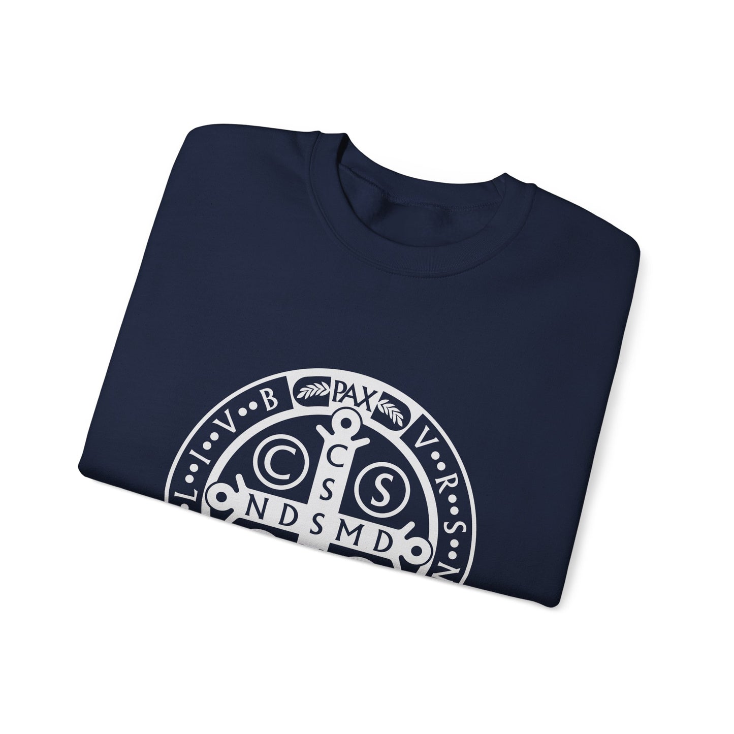 St Benedict Medal Crewneck Sweatshirt for the Faithful Warrior