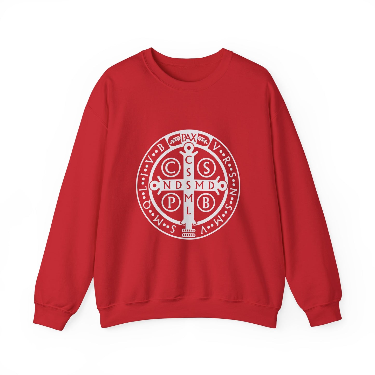 St Benedict Medal Crewneck Sweatshirt for the Faithful Warrior