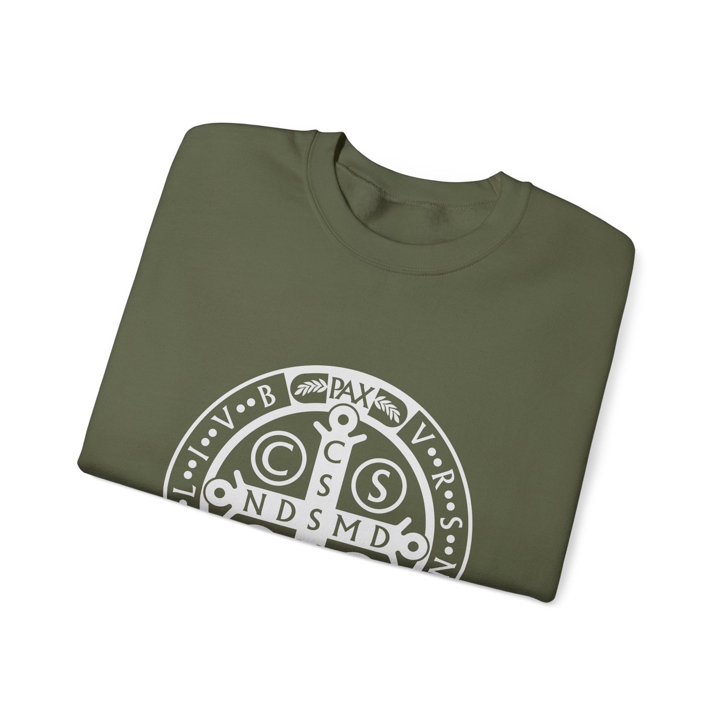 St Benedict Medal Crewneck Sweatshirt for the Faithful Warrior