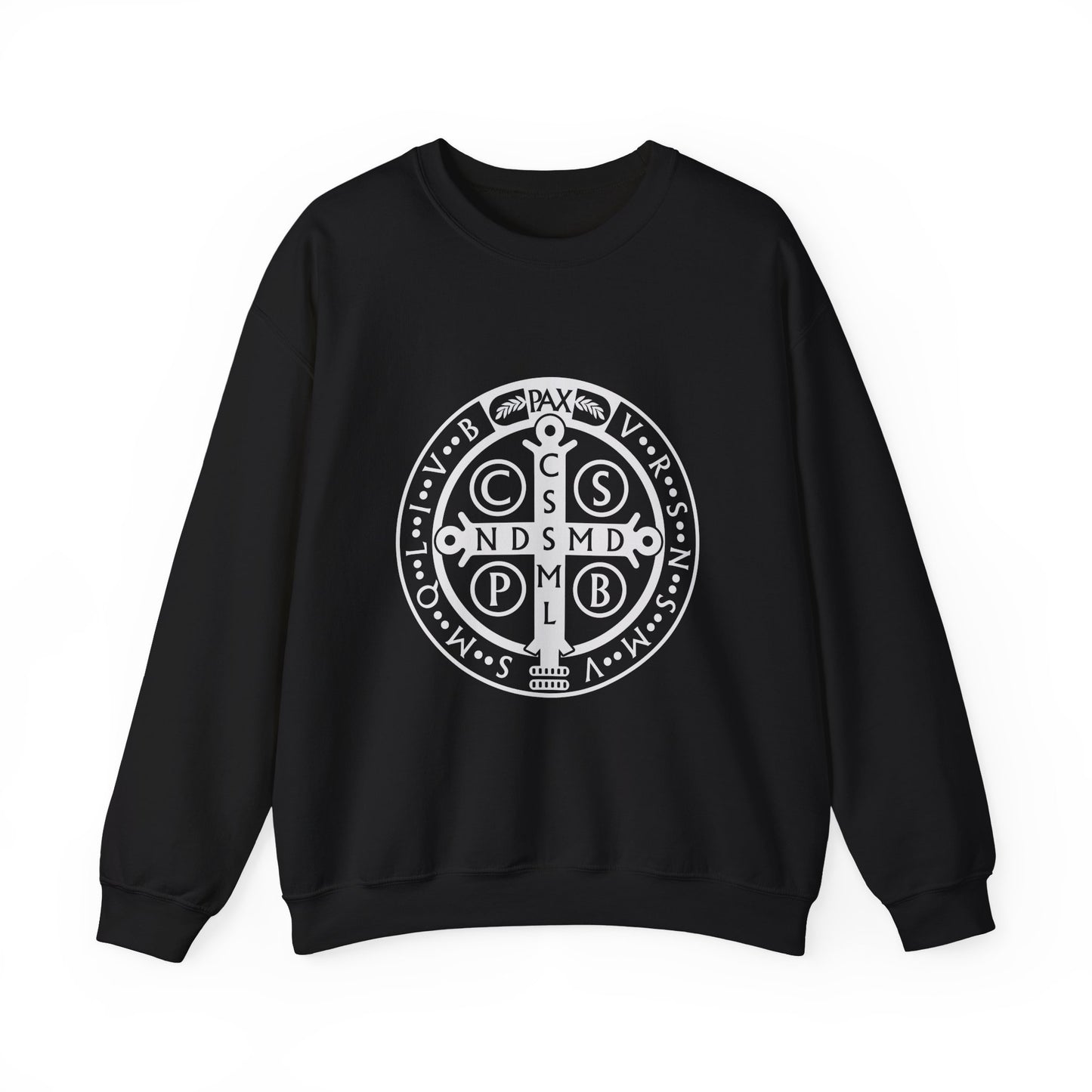 St Benedict Medal Crewneck Sweatshirt for the Faithful Warrior