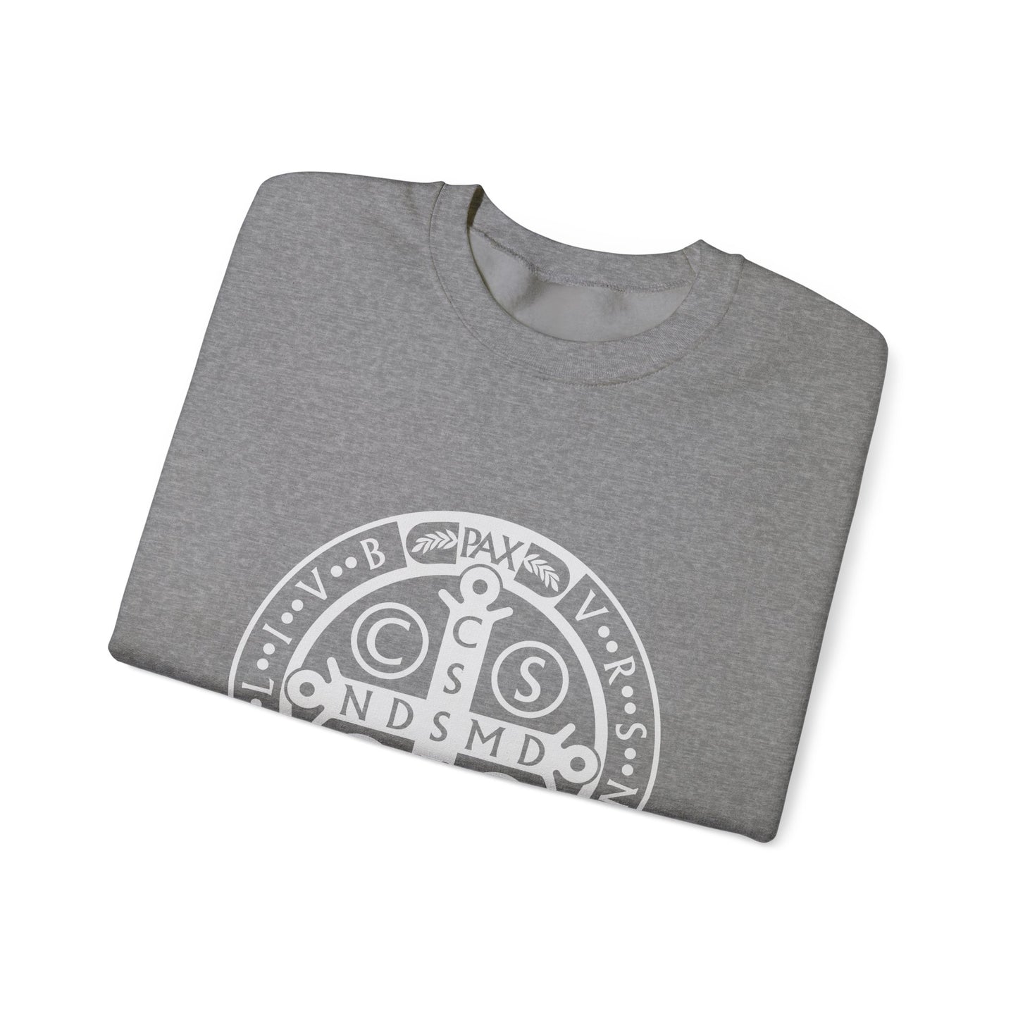 St Benedict Medal Crewneck Sweatshirt for the Faithful Warrior